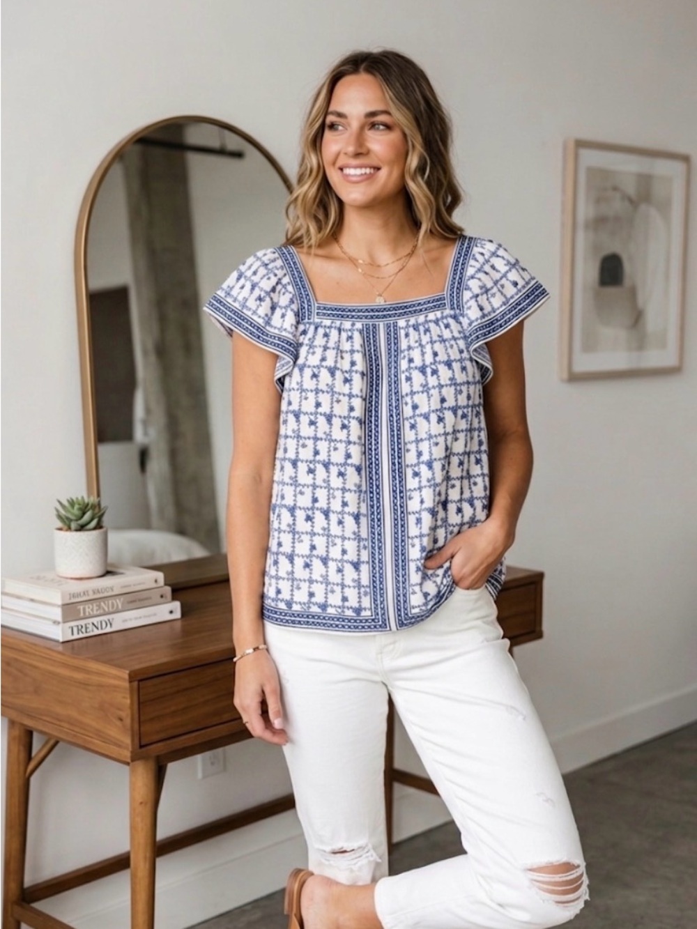 NWT Max Studio London Top Blouse Cotton Blend